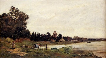  escena Pintura Art%C3%ADstica - Lavanderas en un río Escenas de paisajes Hippolyte Camille Delpy